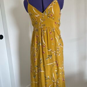 One Clothing Mustard Floral Midi Dress